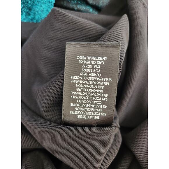 NWT Alice + Olivia Inka V-neck Mini Dress Size 12 Turquoise #FC420 - Picture 9 of 10